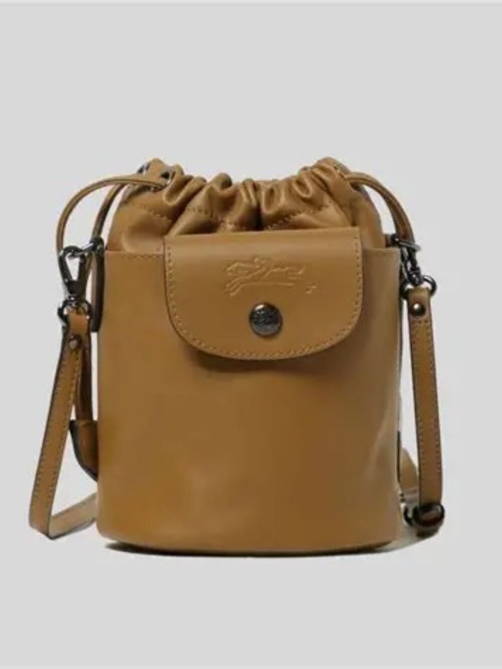 LONGCHAMP $530 Le Pliage Extra XS Leather Bucket Bag Tabacco NWT!